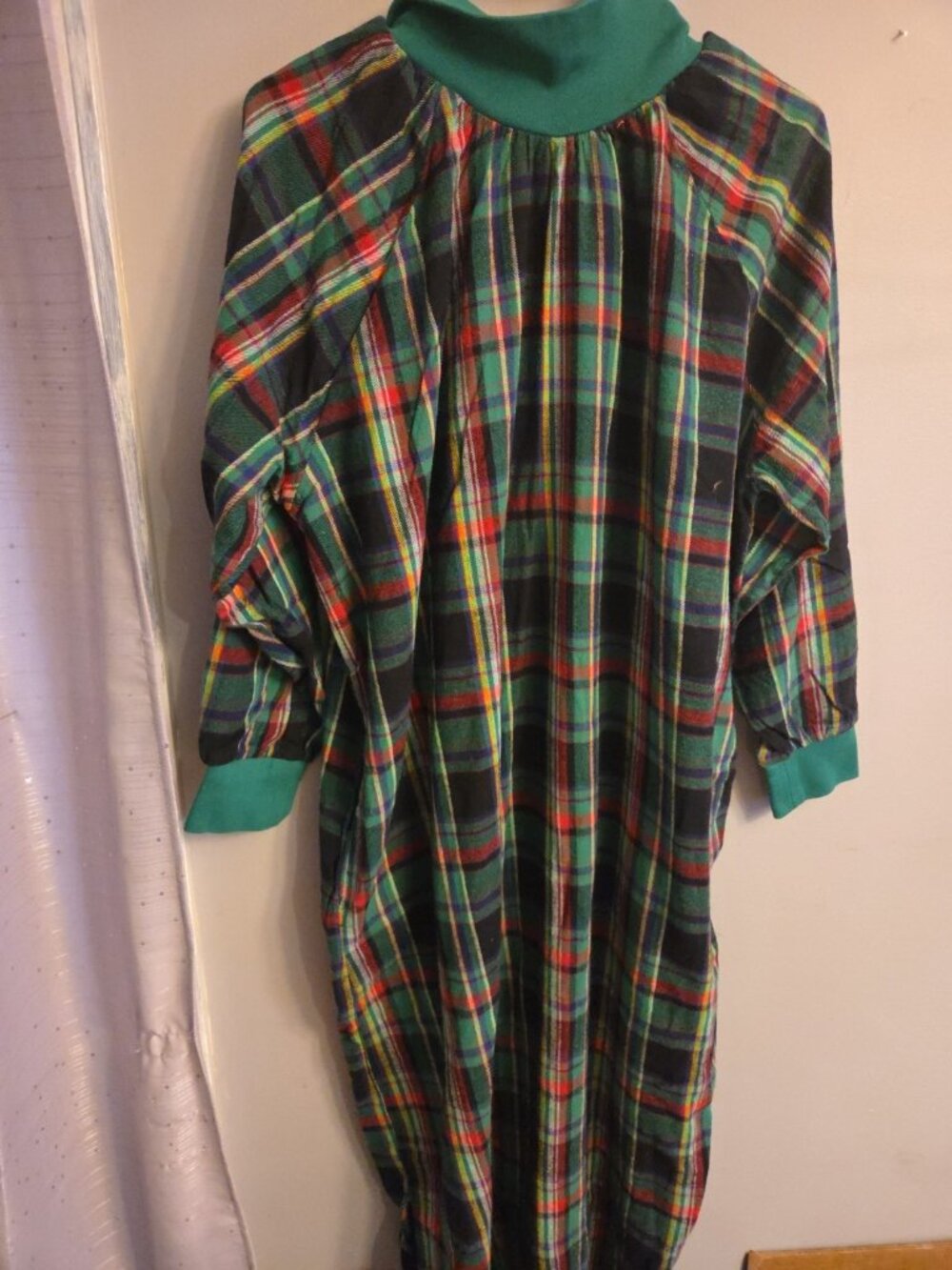 Nightgown Anthony Richards 100% Cotton Flannel Knit Mock-Neck 1/2 Zip Sz L - Picture 3 of 4